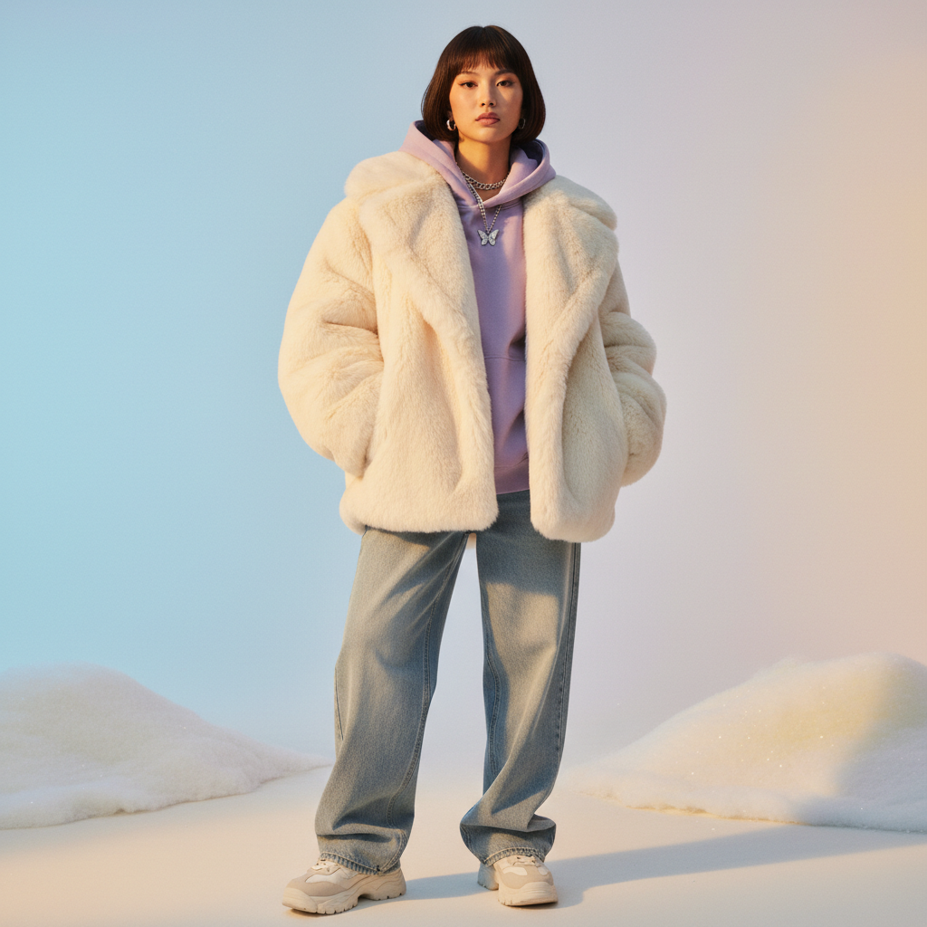 Manteau Fausse Fourrure Y2K Style Coréen