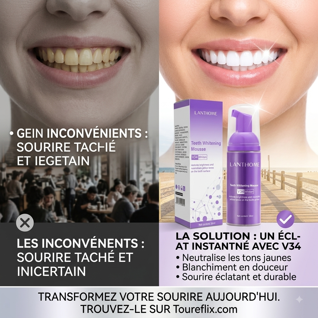 50ml V34 Mousse Toothpaste Teeth Whitening Removing Yellow Teeth Cleaning Tooth Stain Oral Fresh Tooth Care Product 2024 New