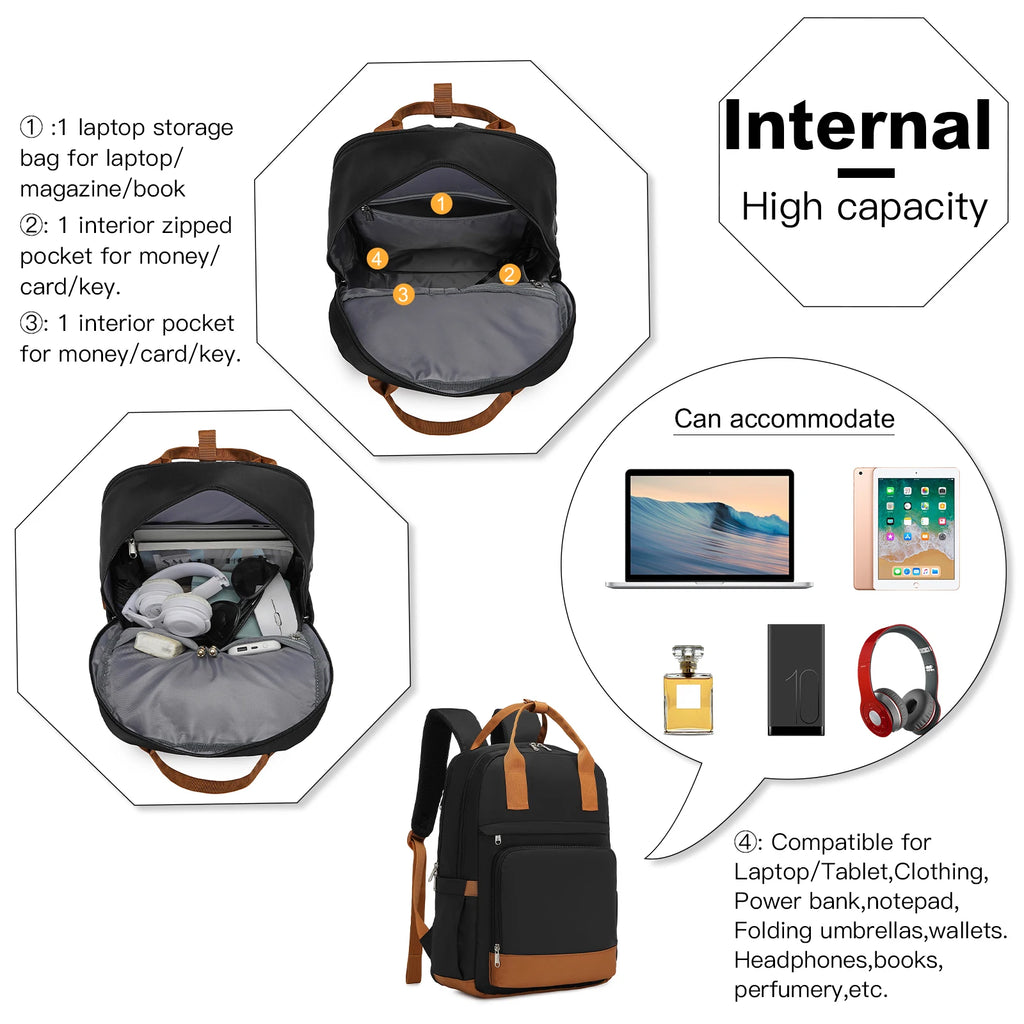 KONO Polyester Oxford fabric Backpack Set Daytime Backpack with Matching Additional bag, Spacious with Multiple Compartments, Dimensions 29 × 17 × 42 cm for school and everyday
