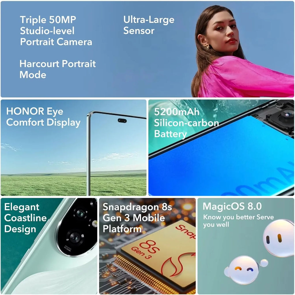HONOR 200 Pro 5G Smartphone Snapdragon 8s Gen 3 6.78inches 120Hz AMOLED Display 5200mAh Battery 50MP Main Camera EU Version