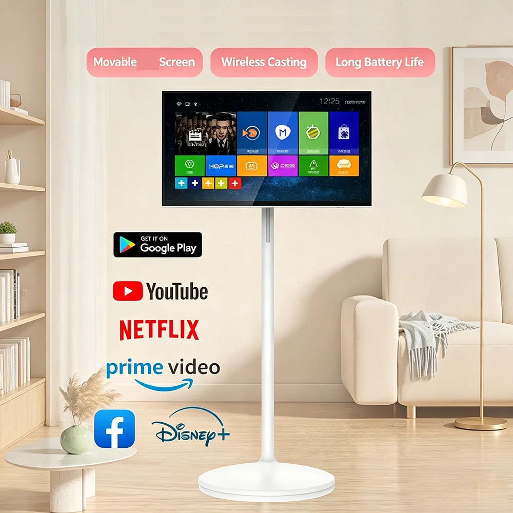 Smart TV Android Portable 21,5" Tactile – 6Go RAM | 128Go NVMe | 8000mAh | 13MP | Roulettes | Blanc