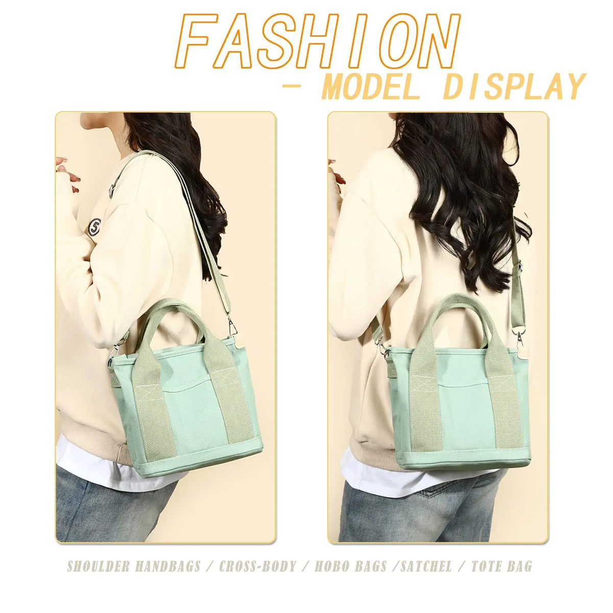 Petit Sac Cabas Femme en Toile – Bandoulière, Multipoches, Style Fashion