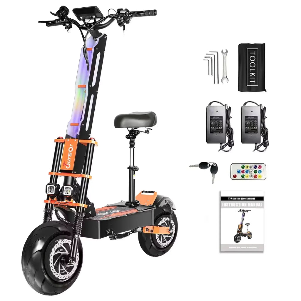 Trottinette Électrique EU X8 Adulte 8000W Double Moteur 60V 38AH – Tout-terrain 14 pouces, Vitesse max 100 km/h, Autonomie 120 km, Charge 200 kg