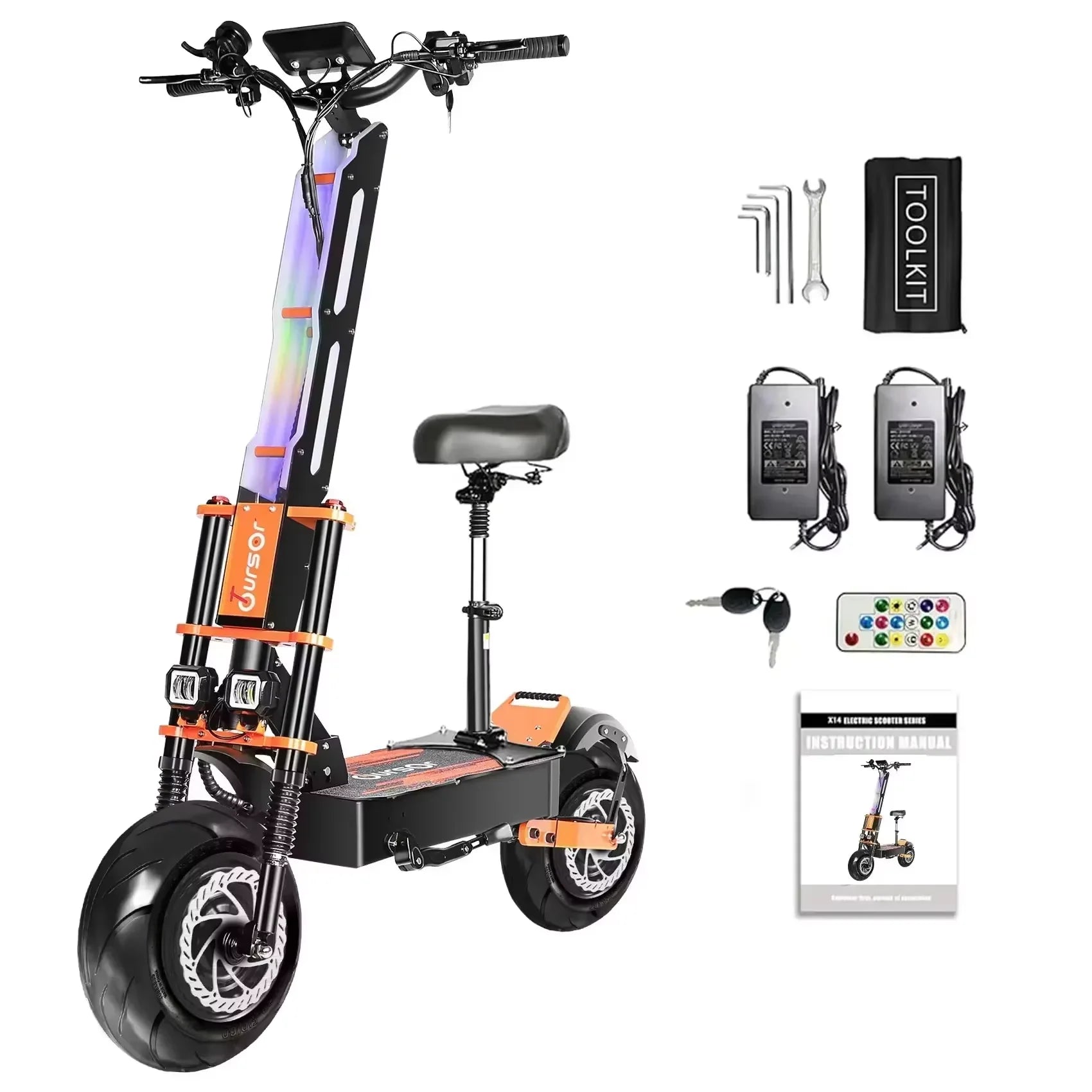 Trottinette Électrique EU X8 Adulte 8000W Double Moteur 60V 38AH – Tout-terrain 14 pouces, Vitesse max 100 km/h, Autonomie 120 km, Charge 200 kg