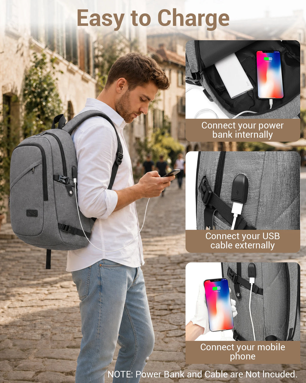 KONO Laptop Backpack 15.6 Inches Water-Resistant Anti-Theft Business School Travel