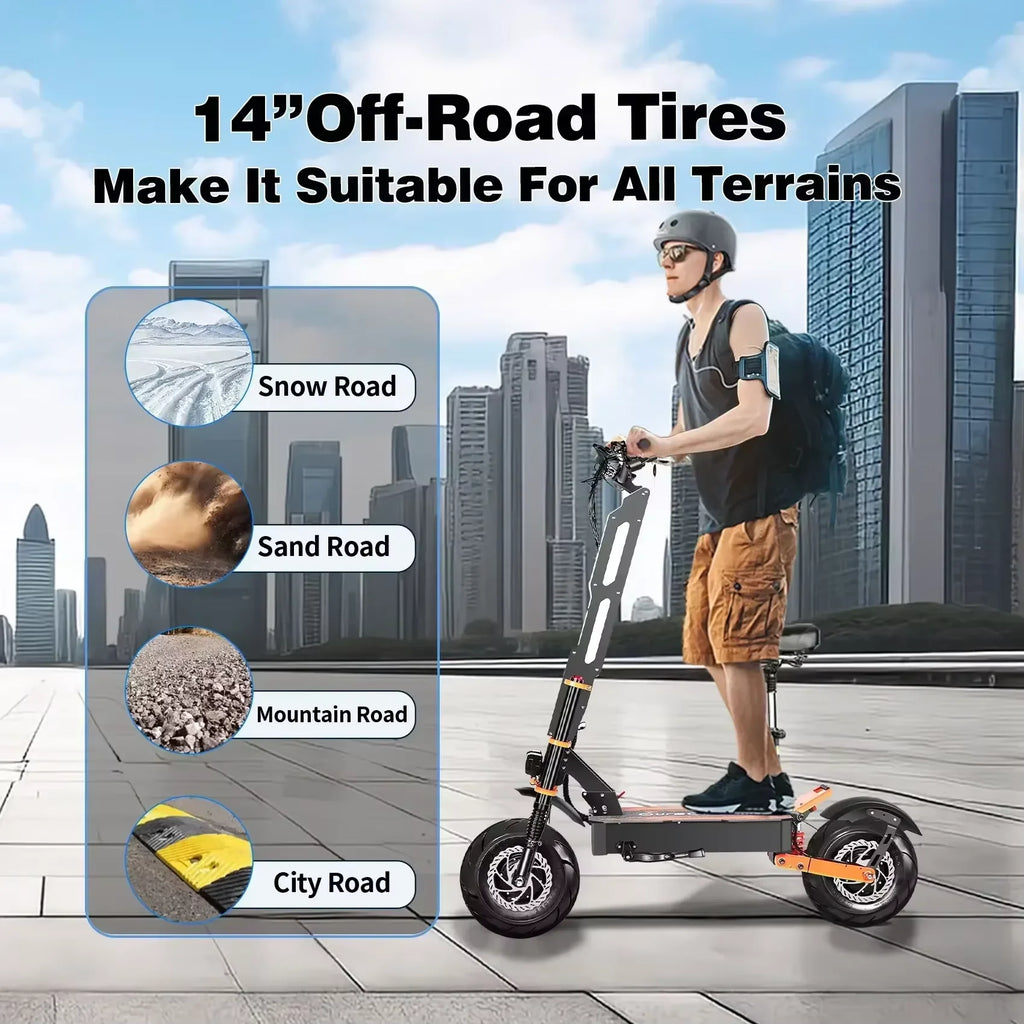 Trottinette Électrique EU X8 Adulte 8000W Double Moteur 60V 38AH – Tout-terrain 14 pouces, Vitesse max 100 km/h, Autonomie 120 km, Charge 200 kg