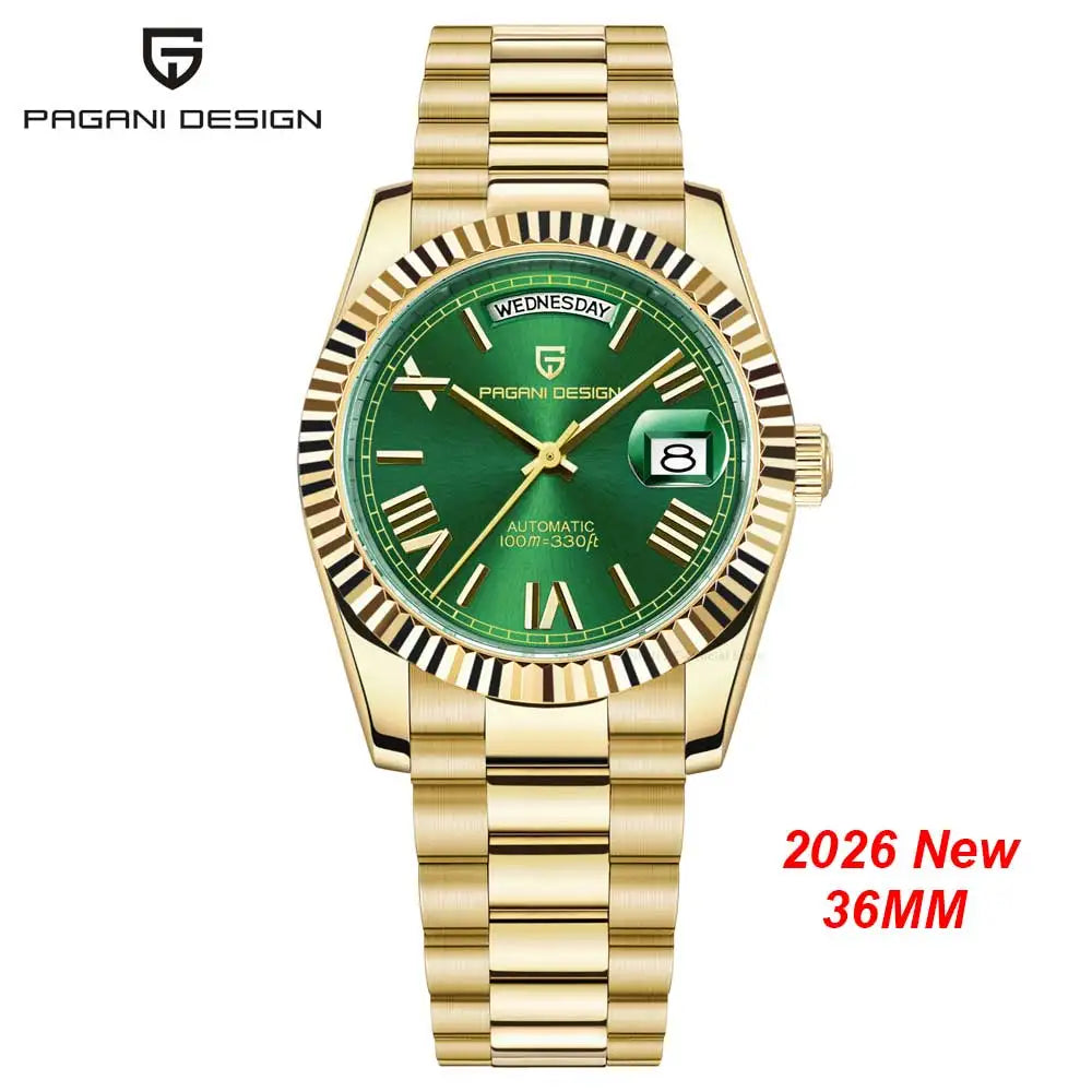 PAGANI DESIGN DD36 – Montre Automatique Homme Acier Inoxydable 316L | 100m Étanche | Bleu Glace