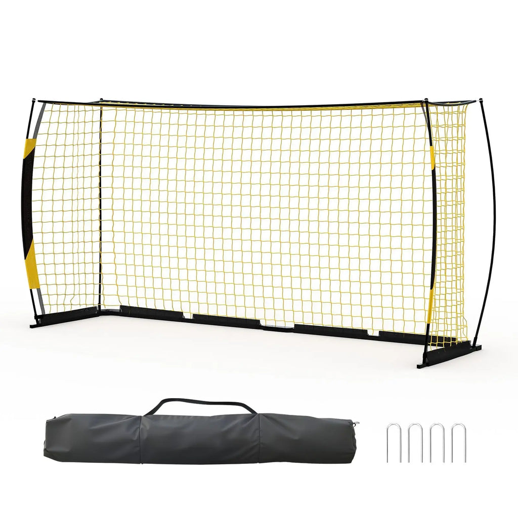Portable Soccer Goal, Soccer Practice Net Wth Foldable Metal Base, 4 U-Shaped Ground Pegs and Storage Bag, 365cm × 182cm
