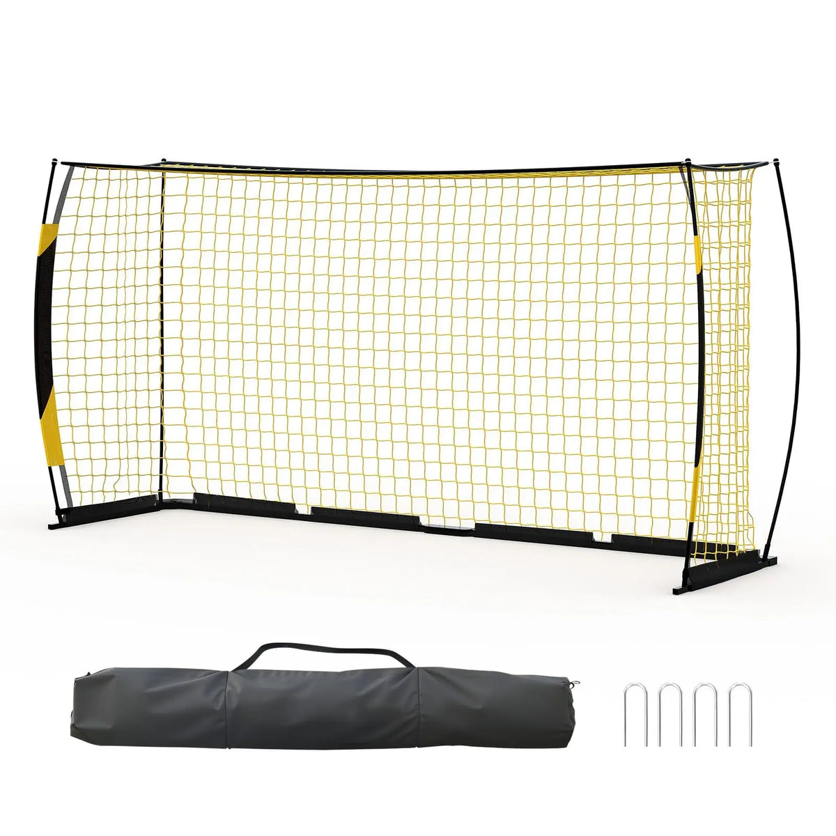 Portable Soccer Goal, Soccer Practice Net Wth Foldable Metal Base, 4 U-Shaped Ground Pegs and Storage Bag, 365cm × 182cm