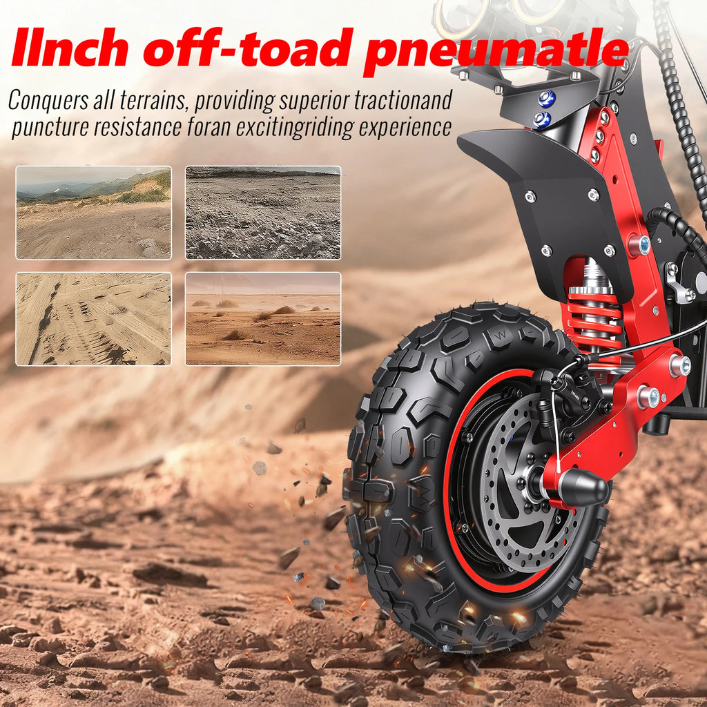 SUNNIGOO X7/X7PRO Electric Scooter 3600W Dual Motor Strong Powerful Max Speed 60-65km/h 11 Inch Off-Road Tires Foldable Powerful Escooter 60KM Long Range Waterproof IP54 NFC Lock  Dual Brakes All-Terrain Scooter