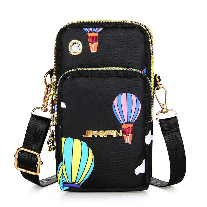 Mobile Phone Crossbody Bags for Women Shoulder Bag Fashion Cell Phone Pouch With Headphone Plug 3 Layer Wallet