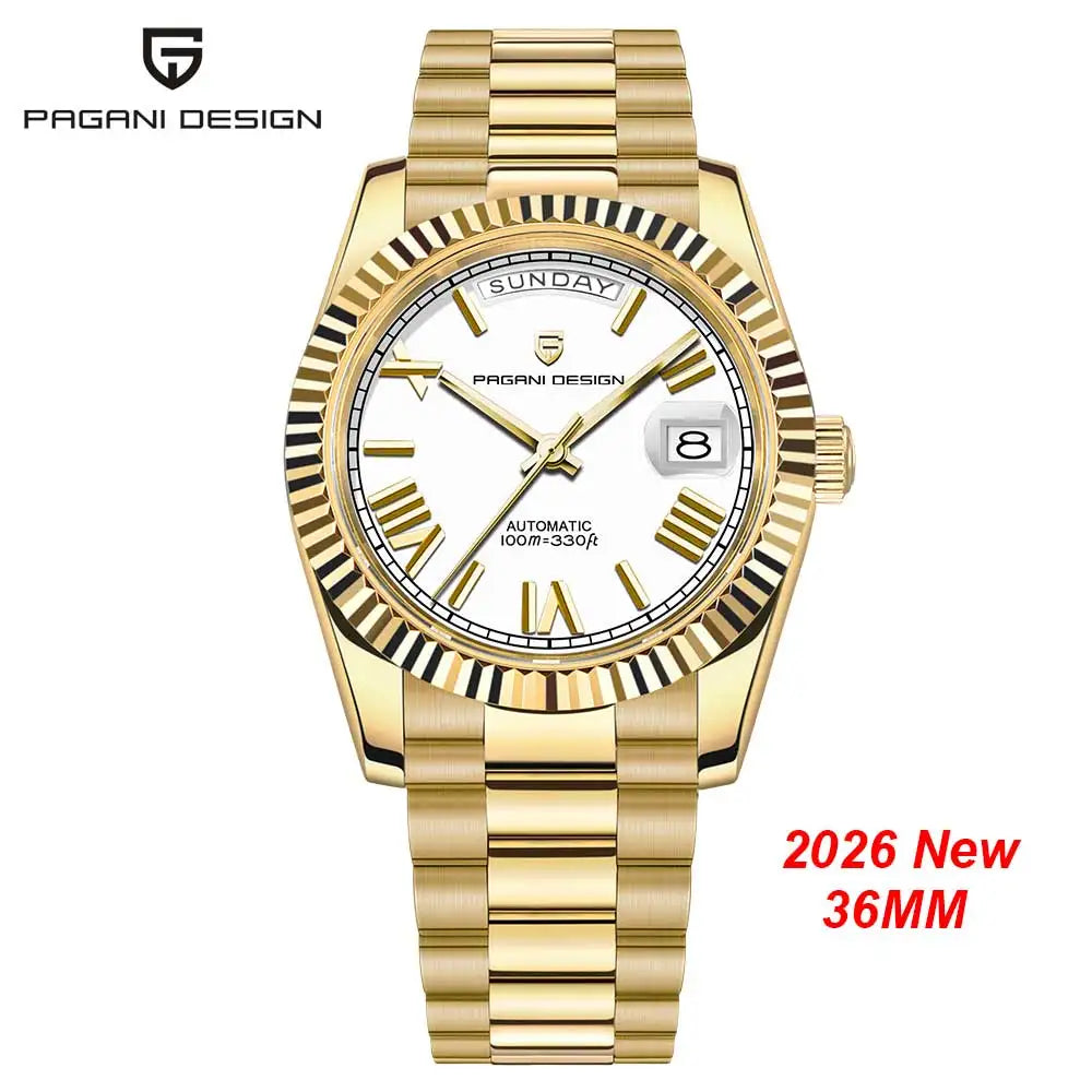 PAGANI DESIGN DD36 – Montre Automatique Homme Acier Inoxydable 316L | 100m Étanche | Bleu Glace