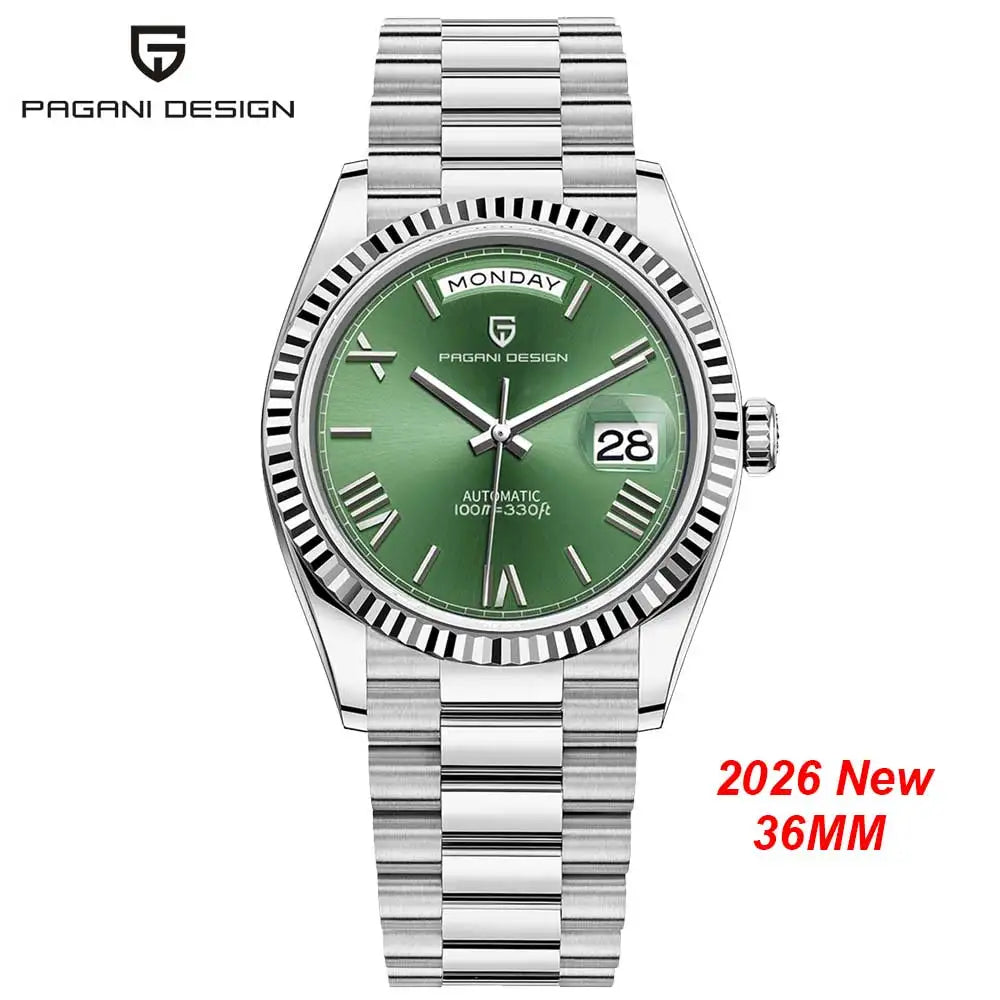 PAGANI DESIGN DD36 – Montre Automatique Homme Acier Inoxydable 316L | 100m Étanche | Bleu Glace