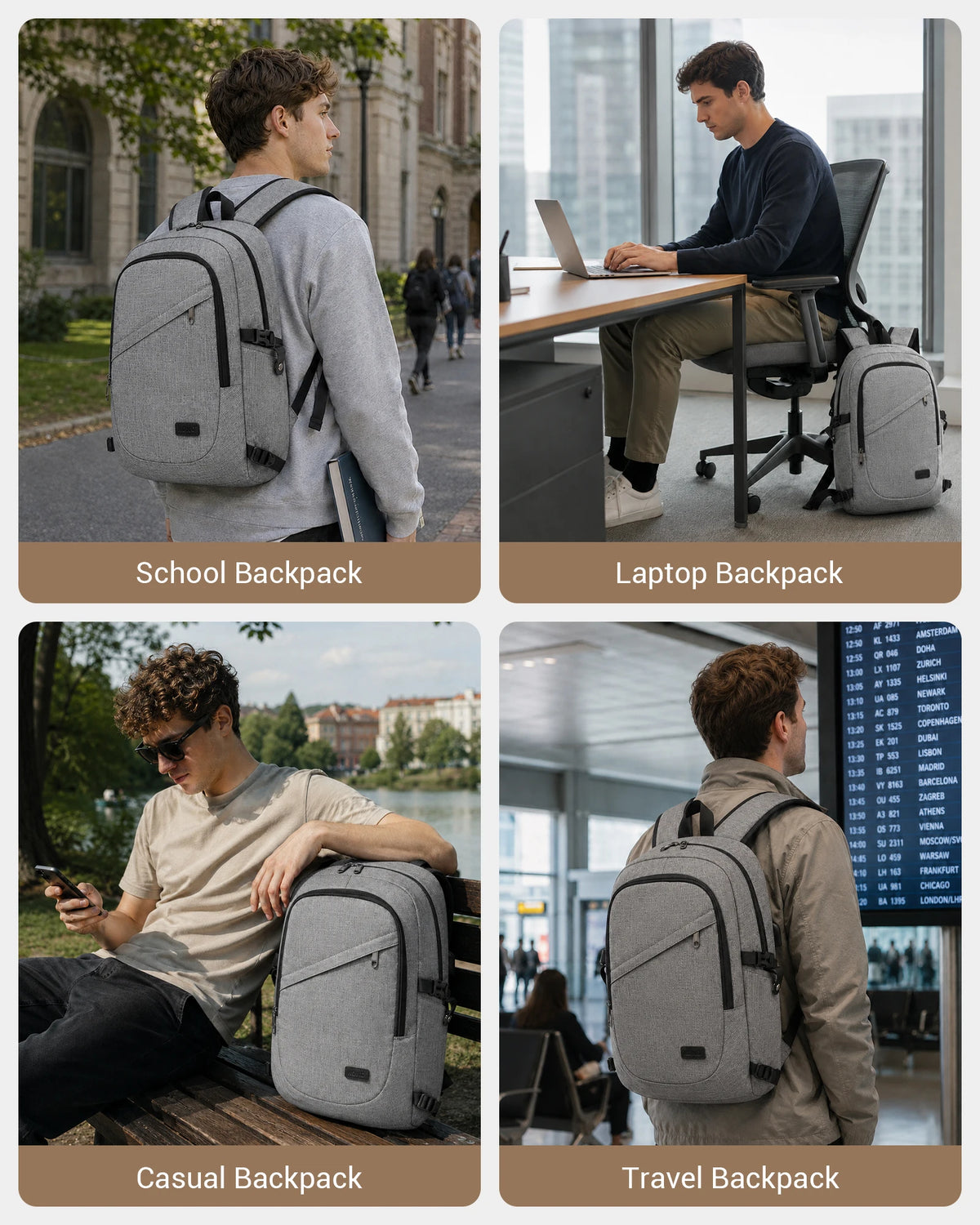 KONO Laptop Backpack 15.6 Inches Water-Resistant Anti-Theft Business School Travel