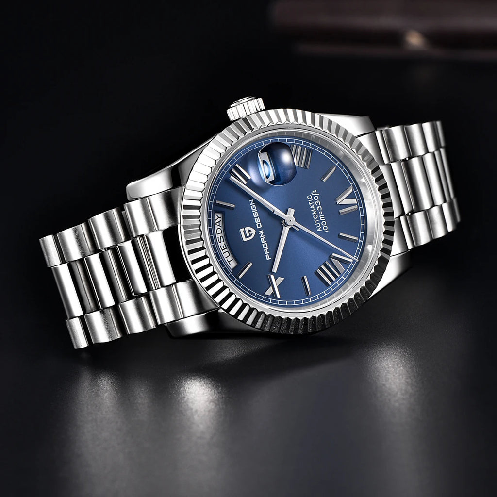 PAGANI DESIGN DD36 – Montre Automatique Homme Acier Inoxydable 316L | 100m Étanche | Bleu Glace