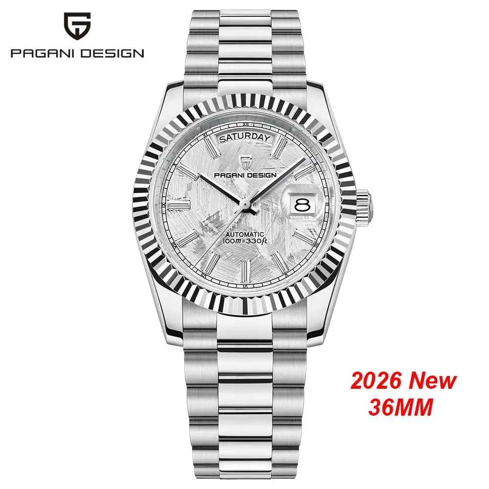 PAGANI DESIGN DD36 – Montre Automatique Homme Acier Inoxydable 316L | 100m Étanche | Bleu Glace
