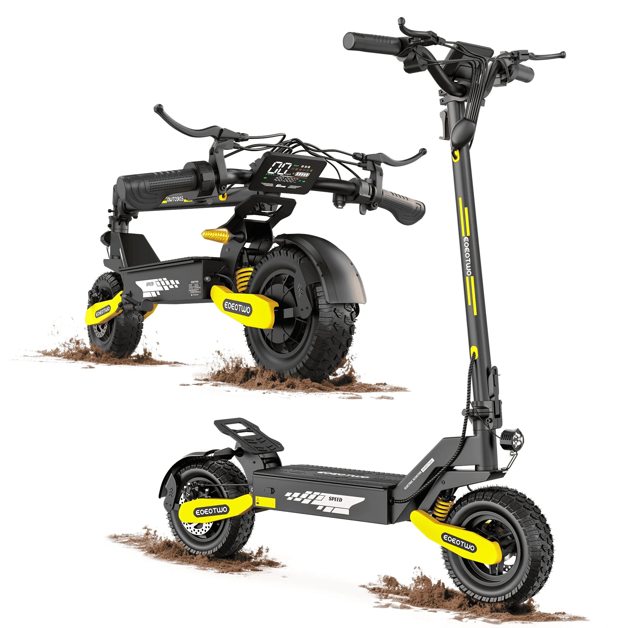 EOEOTWO 1200W Off Road Electric Scooter for Adults 48V Long Range E-Scooter 30MPH Fast Speed 11" Tubeless Tire Foldable Kick Scooter