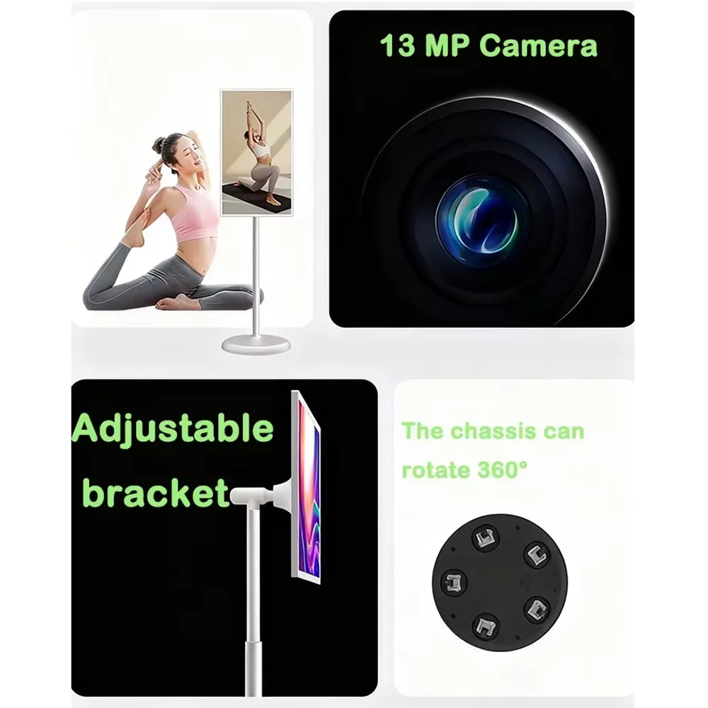 Smart TV Android Portable 21,5" Tactile – 6Go RAM | 128Go NVMe | 8000mAh | 13MP | Roulettes | Blanc