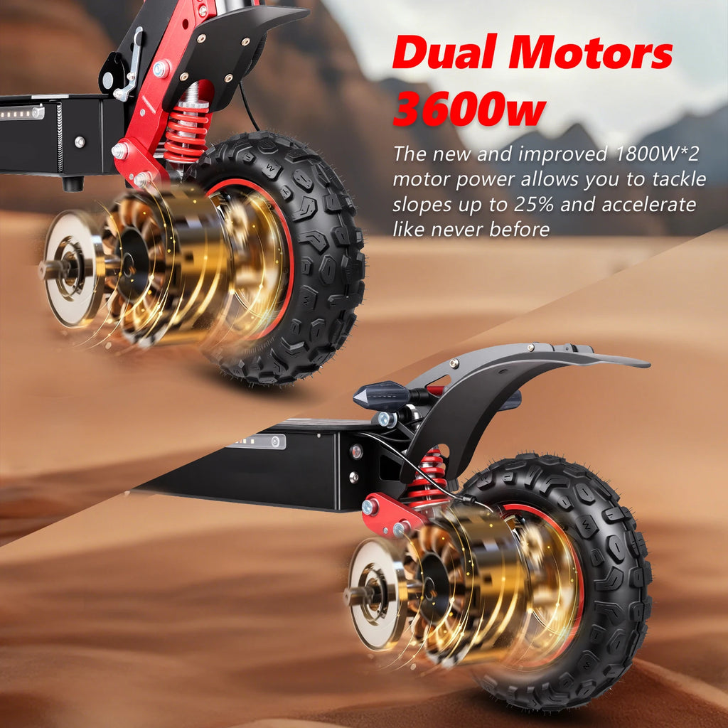 SUNNIGOO X7/X7PRO Electric Scooter 3600W Dual Motor Strong Powerful Max Speed 60-65km/h 11 Inch Off-Road Tires Foldable Powerful Escooter 60KM Long Range Waterproof IP54 NFC Lock  Dual Brakes All-Terrain Scooter