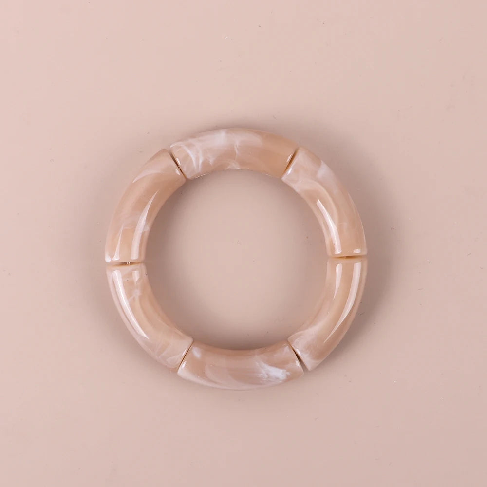 Bracelet Perles Acrylique Femme – Tube Bambou Géométrique Bohème | Cadeau Saint-Valentin