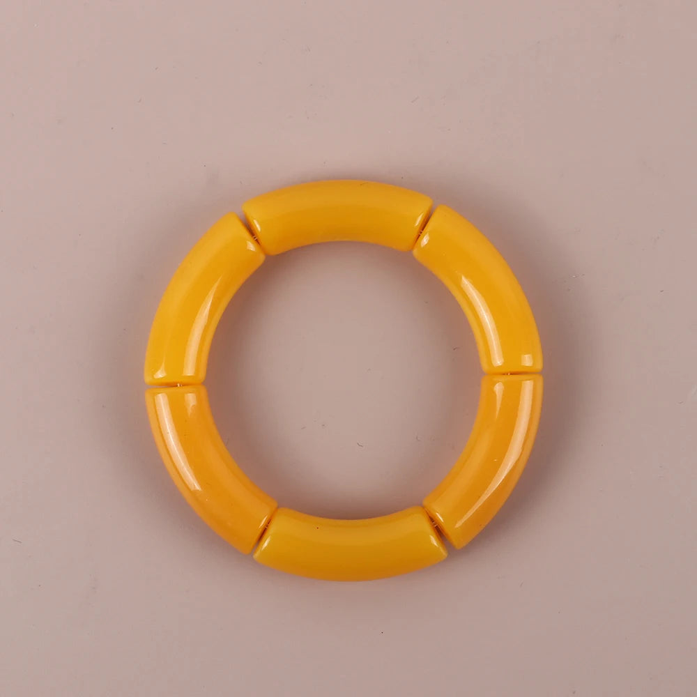 Bracelet Perles Acrylique Femme – Tube Bambou Géométrique Bohème | Cadeau Saint-Valentin