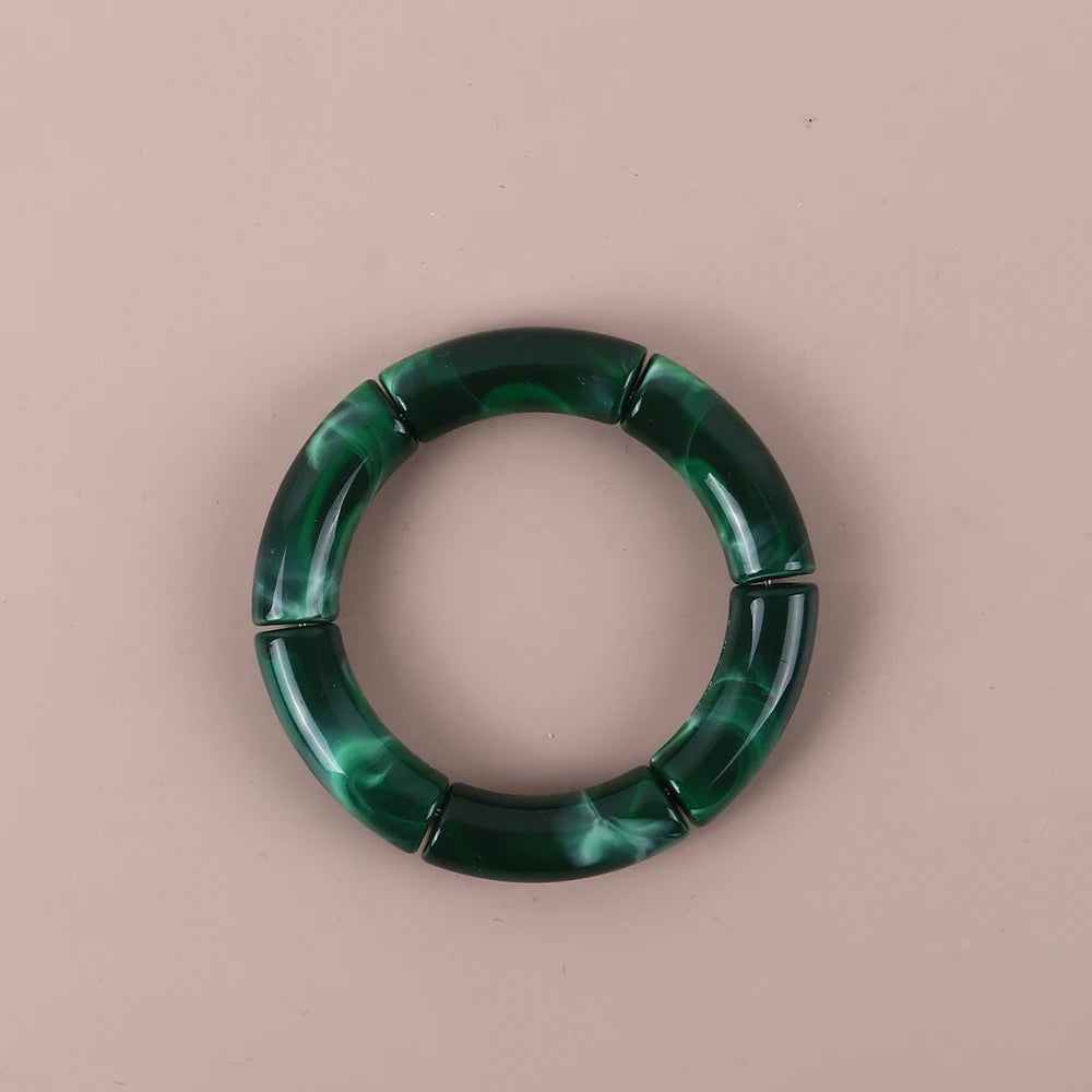 Bracelet Perles Acrylique Femme – Tube Bambou Géométrique Bohème | Cadeau Saint-Valentin