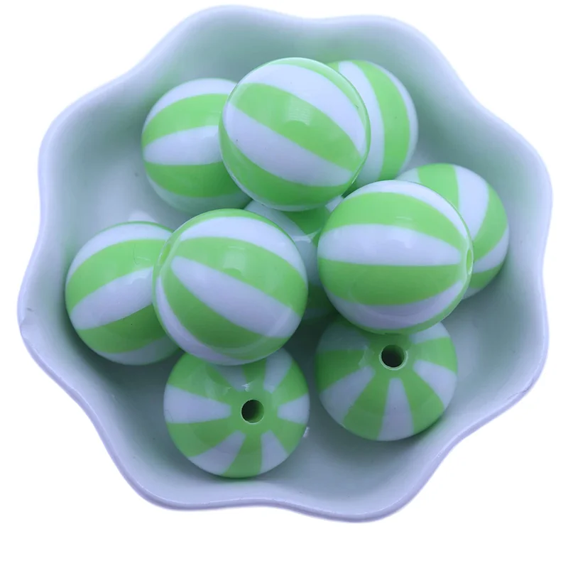 Hot Selling RENTAY RTXB20-12 20MM Multi-color Round Acrylic Gumball Print Strips Watermelon Beads DIY Jewelry Necklace