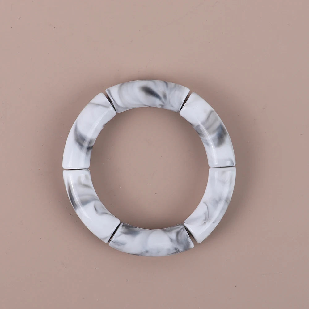 Bracelet Perles Acrylique Femme – Tube Bambou Géométrique Bohème | Cadeau Saint-Valentin