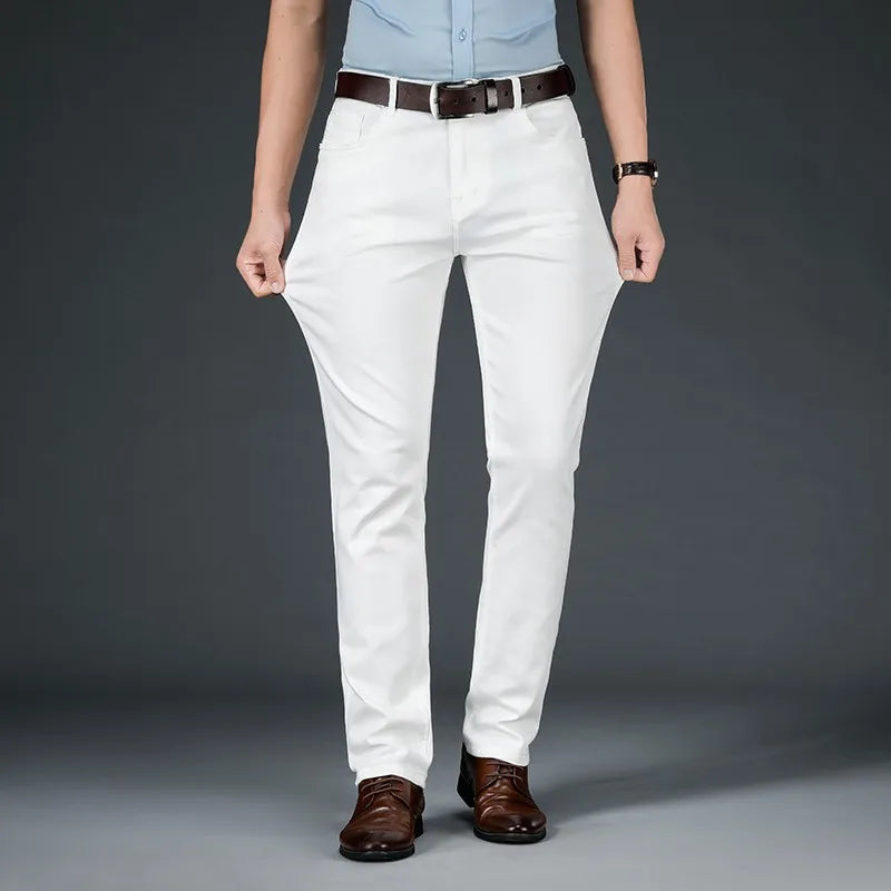 Jean Blanc Homme Coupe Droite Slim – Multi-Lavages Classique Casual | Tailles 28-40