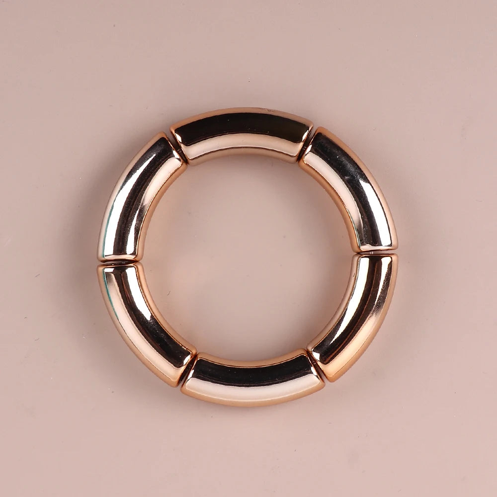 Bracelet Perles Acrylique Femme – Tube Bambou Géométrique Bohème | Cadeau Saint-Valentin