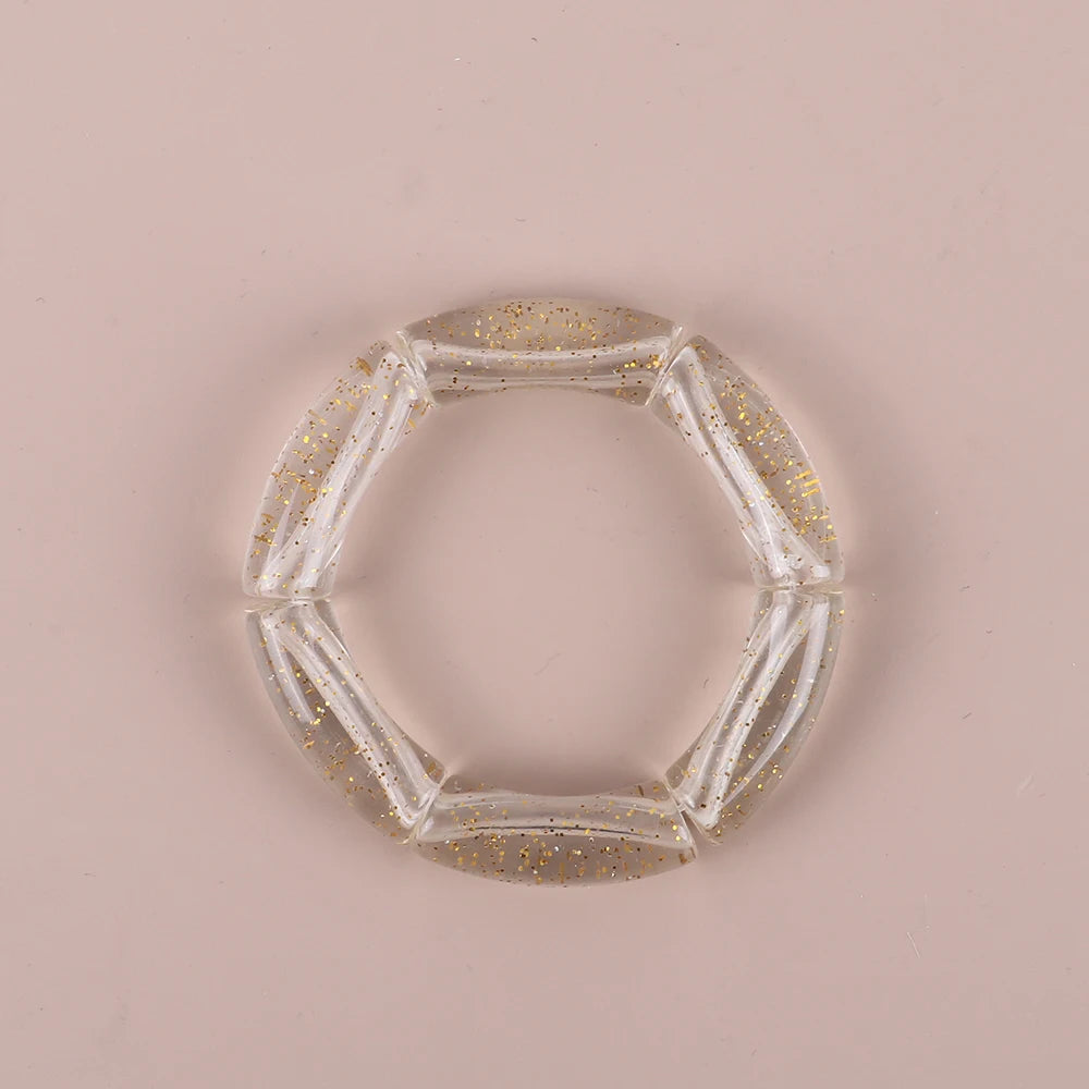 Bracelet Perles Acrylique Femme – Tube Bambou Géométrique Bohème | Cadeau Saint-Valentin