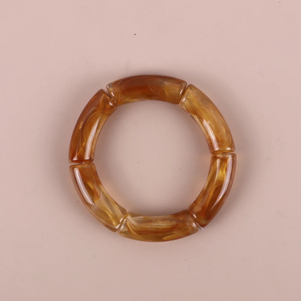Bracelet Perles Acrylique Femme – Tube Bambou Géométrique Bohème | Cadeau Saint-Valentin