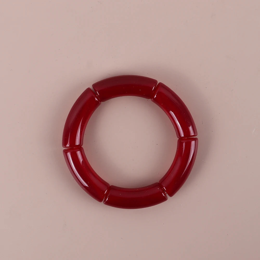Bracelet Perles Acrylique Femme – Tube Bambou Géométrique Bohème | Cadeau Saint-Valentin