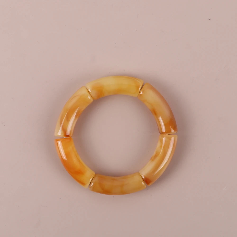 Bracelet Perles Acrylique Femme – Tube Bambou Géométrique Bohème | Cadeau Saint-Valentin