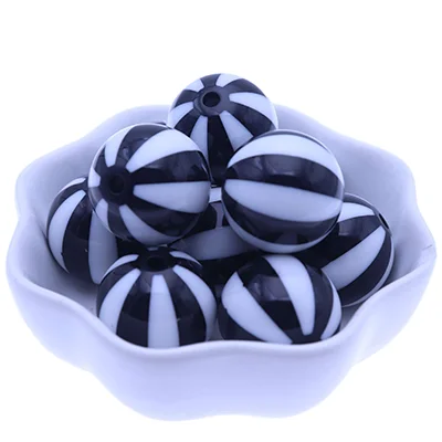 Hot Selling RENTAY RTXB20-12 20MM Multi-color Round Acrylic Gumball Print Strips Watermelon Beads DIY Jewelry Necklace
