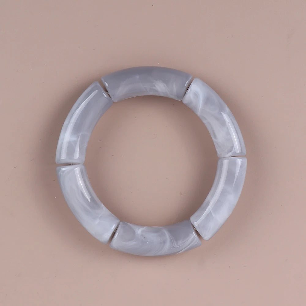Bracelet Perles Acrylique Femme – Tube Bambou Géométrique Bohème | Cadeau Saint-Valentin