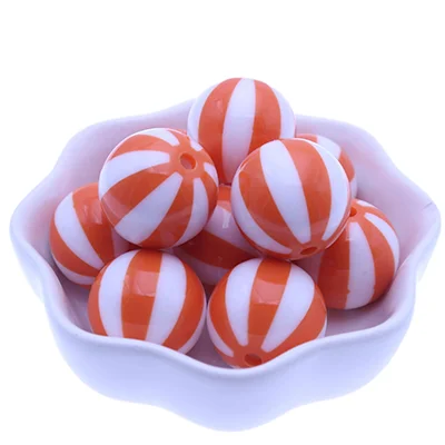 Hot Selling RENTAY RTXB20-12 20MM Multi-color Round Acrylic Gumball Print Strips Watermelon Beads DIY Jewelry Necklace