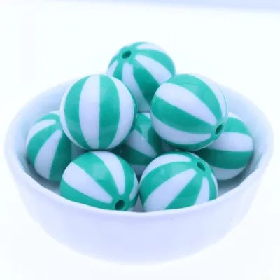 Hot Selling RENTAY RTXB20-12 20MM Multi-color Round Acrylic Gumball Print Strips Watermelon Beads DIY Jewelry Necklace