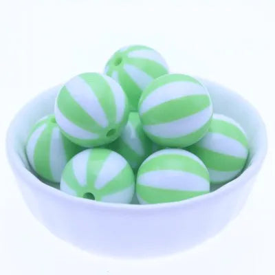 Hot Selling RENTAY RTXB20-12 20MM Multi-color Round Acrylic Gumball Print Strips Watermelon Beads DIY Jewelry Necklace