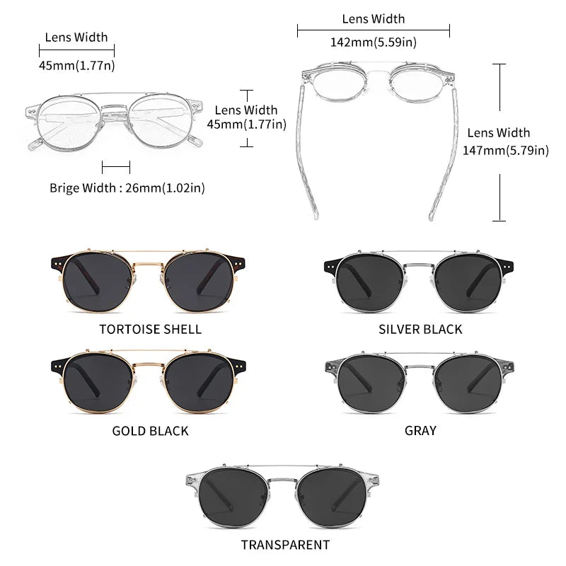 Lunettes de Soleil GCV Double Verres Amovibles – Style Steampunk Gothique Polarisées UV400