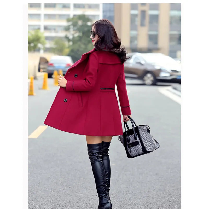 UHYTGF – Manteau Femme Laine Double Boutonnage, Coupe Slim Élégante, Style Bureau, Automne-Hiver