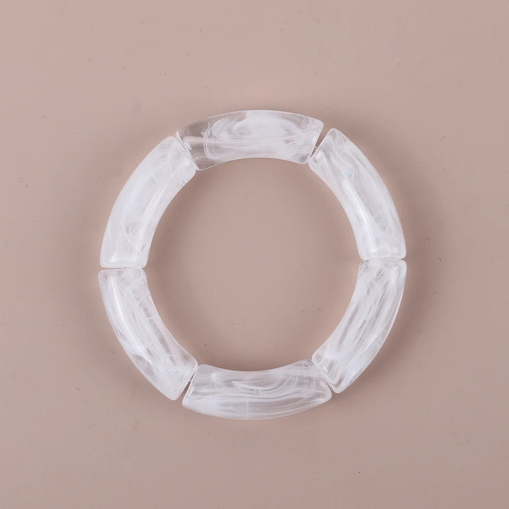 Bracelet Perles Acrylique Femme – Tube Bambou Géométrique Bohème | Cadeau Saint-Valentin