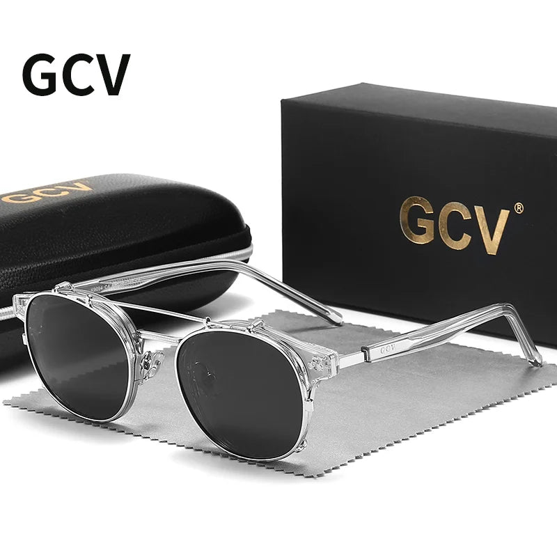 Lunettes de Soleil GCV Double Verres Amovibles – Style Steampunk Gothique Polarisées UV400