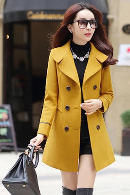 UHYTGF – Manteau Femme Laine Double Boutonnage, Coupe Slim Élégante, Style Bureau, Automne-Hiver