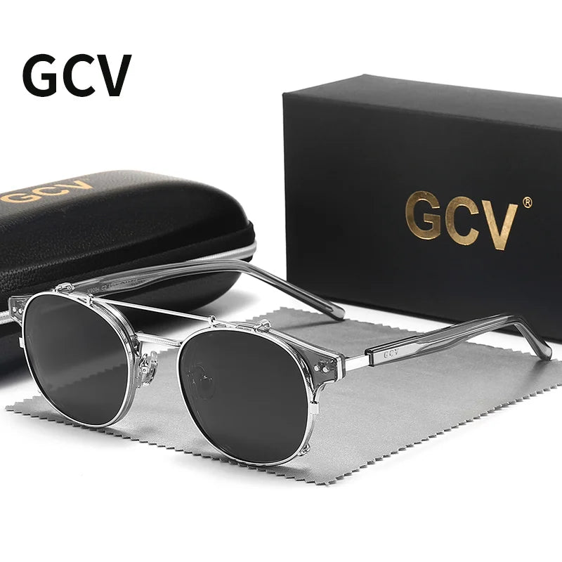 Lunettes de Soleil GCV Double Verres Amovibles – Style Steampunk Gothique Polarisées UV400