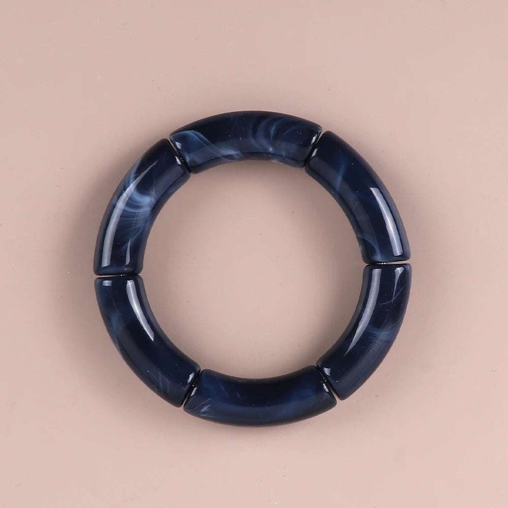 Bracelet Perles Acrylique Femme – Tube Bambou Géométrique Bohème | Cadeau Saint-Valentin