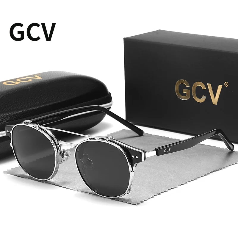 Lunettes de Soleil GCV Double Verres Amovibles – Style Steampunk Gothique Polarisées UV400