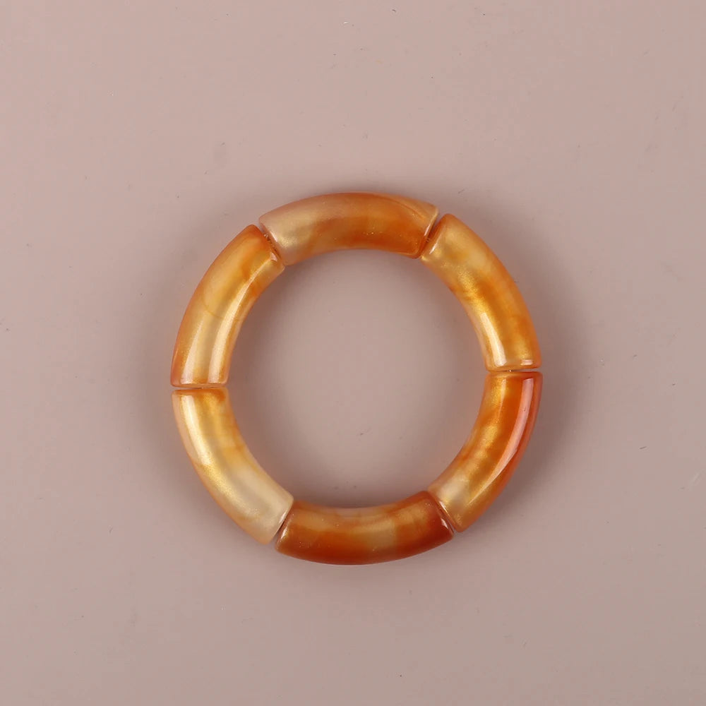 Bracelet Perles Acrylique Femme – Tube Bambou Géométrique Bohème | Cadeau Saint-Valentin