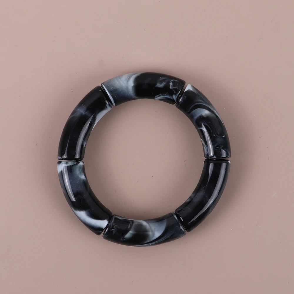 Bracelet Perles Acrylique Femme – Tube Bambou Géométrique Bohème | Cadeau Saint-Valentin