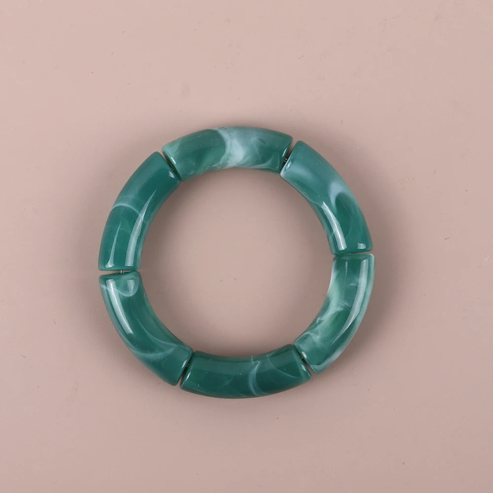 Bracelet Perles Acrylique Femme – Tube Bambou Géométrique Bohème | Cadeau Saint-Valentin